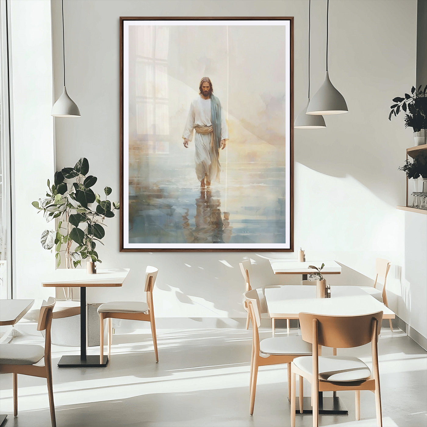 MGC-FP-24x36 - Jesus Walking on Water Wall Art Canvas Print, Christian Wall Art Print, God Jesus Print