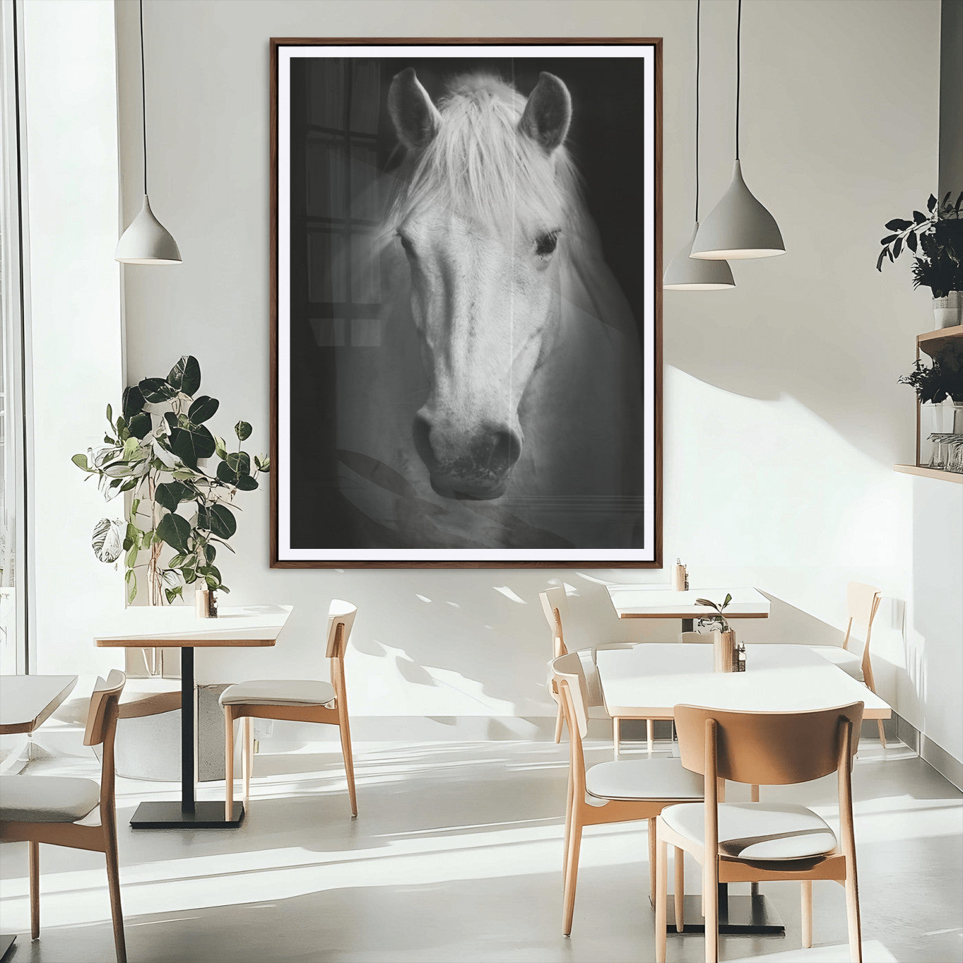 MGC-FP-24x36 - Large Wall Art White Horse Canvas Print