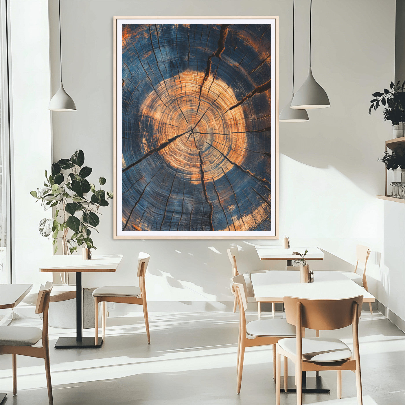 MGC-FP-24x36 - Tree Rings Wall Art Canvas Print, Framed Rustic Texture Art Picture Print, Wood Grain Perfect Rustic Industrial Decor Artwork