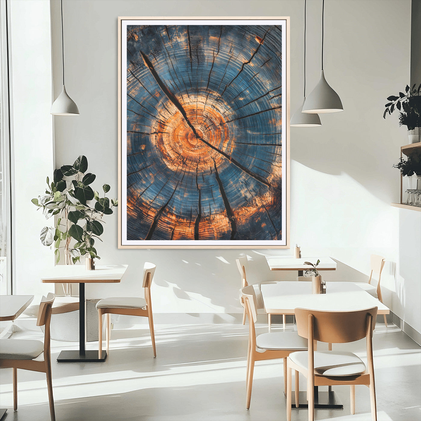 MGC-FP-24x36 - Tree Rings Wall Art Canvas Print, Framed Rustic Texture Art Picture Print, Wood Grain Perfect Rustic Industrial Decor Artwork