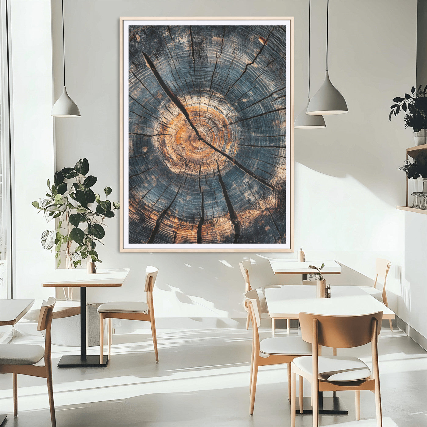 MGC-FP-24x36 - Tree Rings Wall Art Canvas Print, Framed Rustic Wood Art Picture Print, Natural Texture Perfect Rustic Decor Artwork