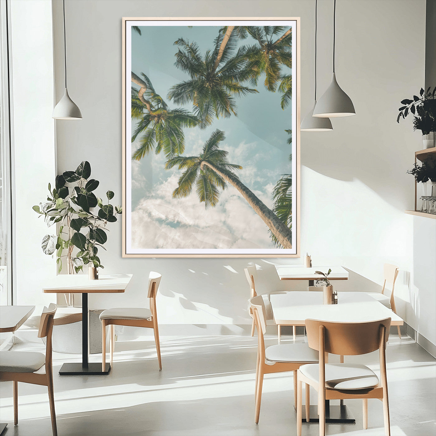 MGC-FP-24x36 - Tropical Palm Trees Wall Art Canvas Print, Framed Coastal Nature Art Picture Print, Relaxing Summer Vibes Perfect Boho Coastal Decor Artwork