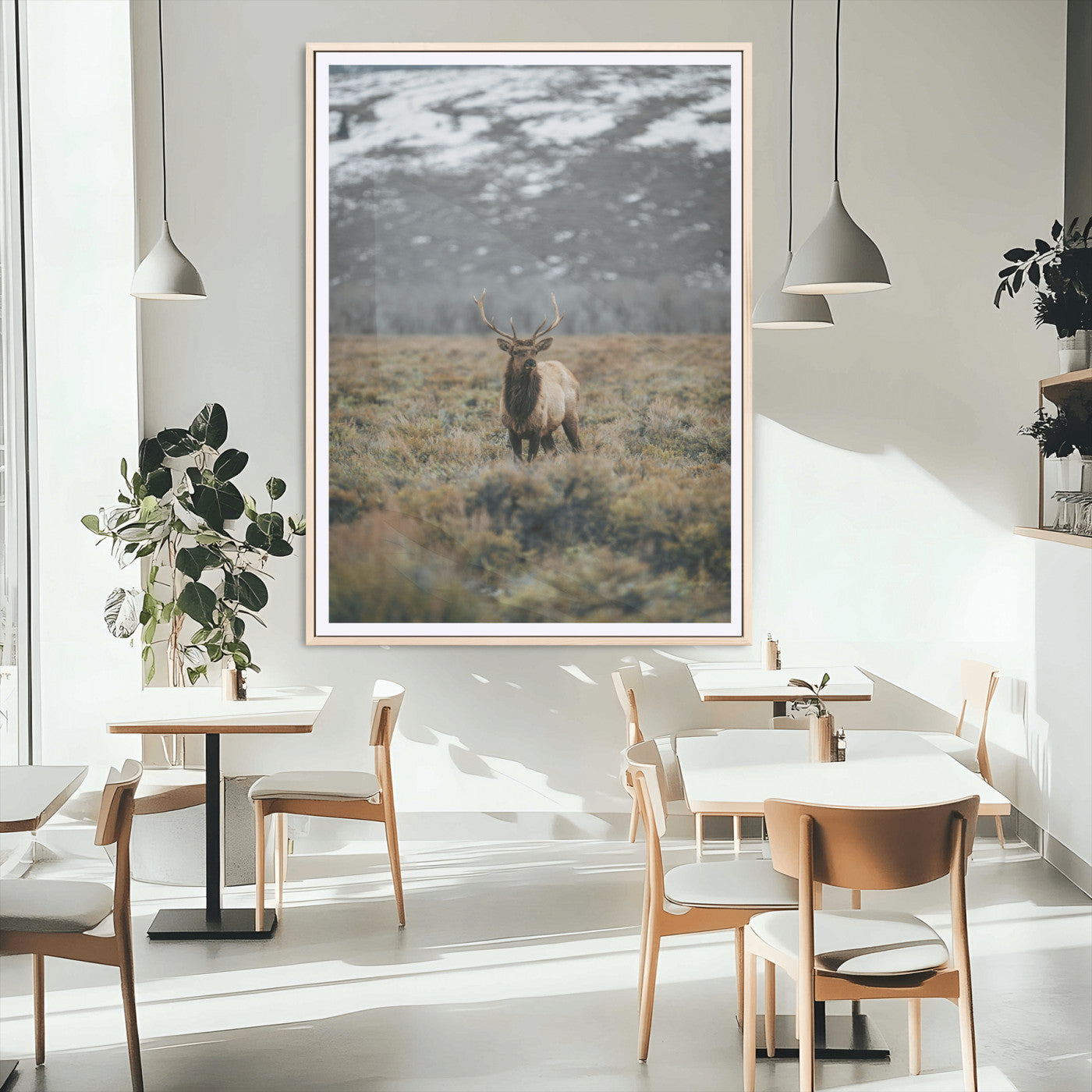 MGC-FP-24x36 - Wild Elk Wall Art Canvas Print, Framed Mountain Wilderness Art Picture Print, Majestic Animal Perfect Rustic Lodge Decor Artwork