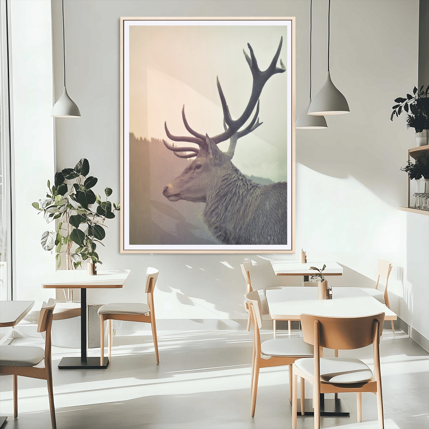 MGC-FP-24x36 - Deer Canvas Print Wall Art Canvas Print, Framed Woodland Animal Decor Art Picture Print, Rustic Lodge Wall Art Perfect Rustic Lodge Decor Artwork