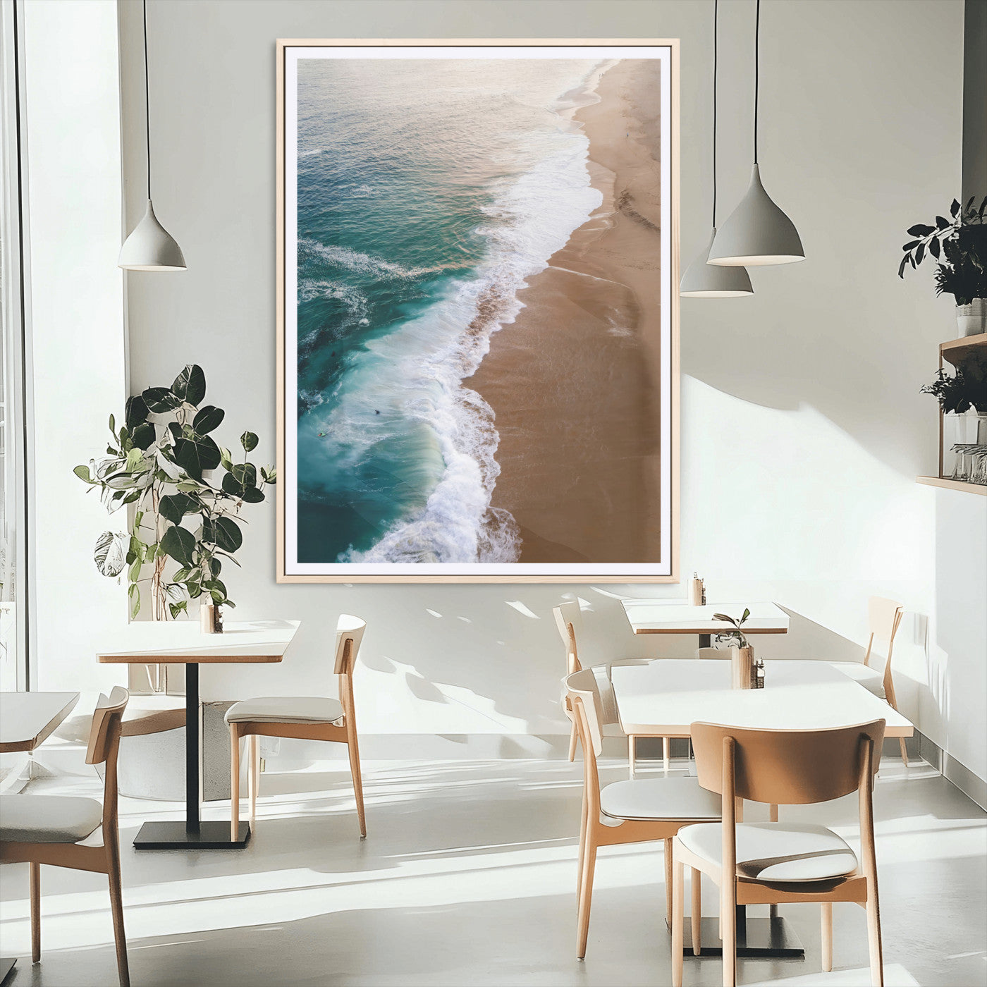 MGC-FP-24x36 - Serene Ocean Waves Beach Wall Art – Coastal Nature Canvas Print, Wrapped Canvas for Relaxing Decor in Living Room, Bedroom, Office