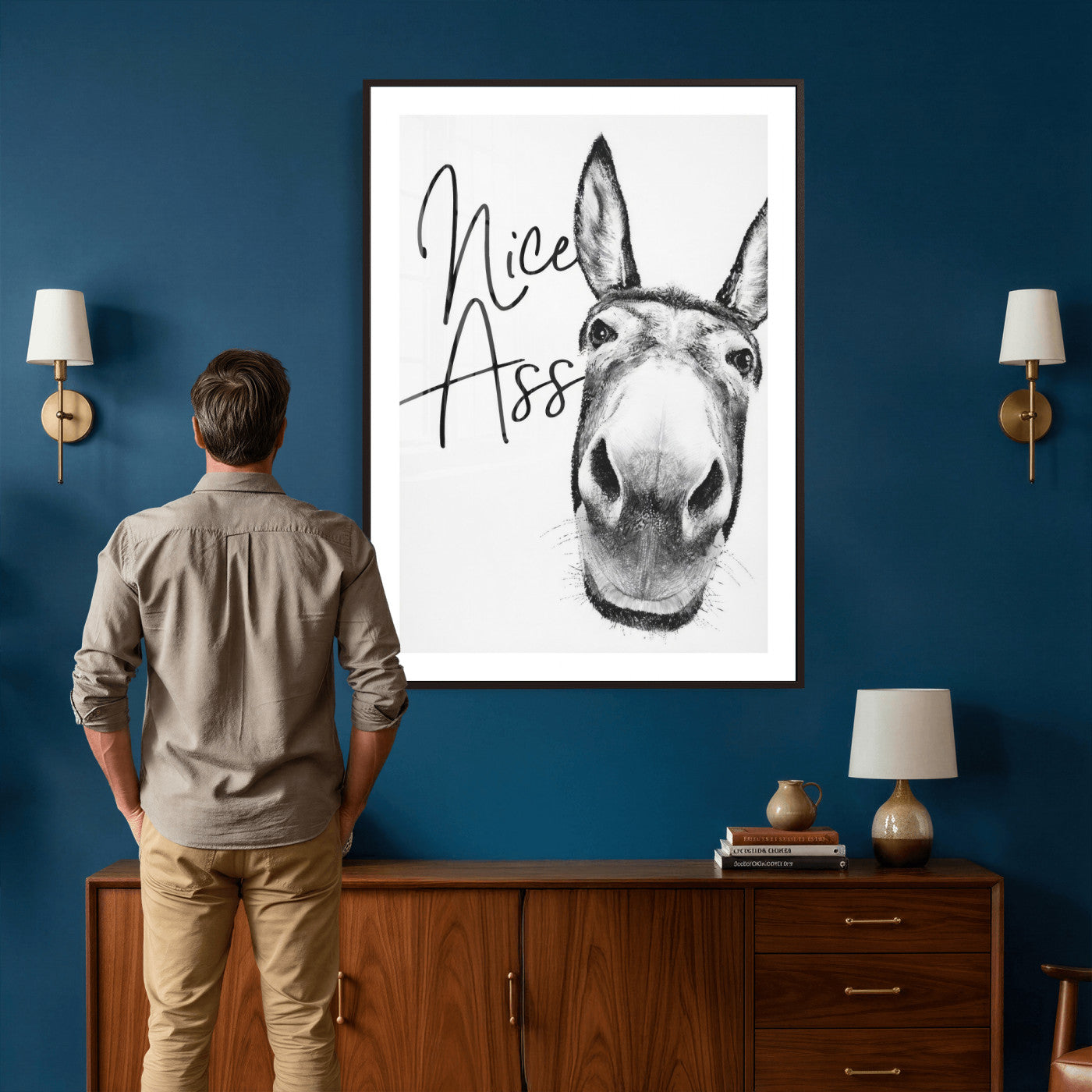 56057354-MGV-CV-24X36 - Nice Ass Funny Canvas Wall Art for Bathroom Wall Decor Cute Danke Humor Decor, Quirky Farmhouse Bathroom Art, Cow Lover Gift