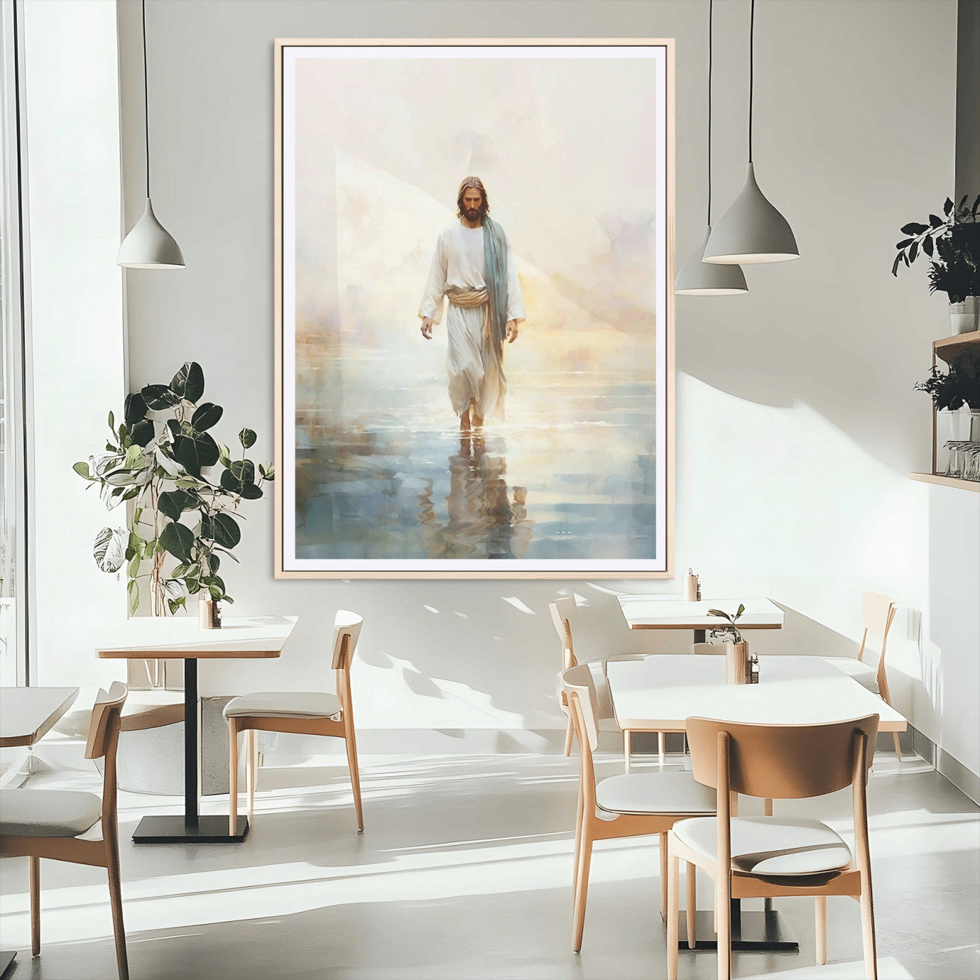 MGC-FP-24x36 - Jesus Walking on Water Wall Art Canvas Print, Christian Wall Art Print, God Jesus Print
