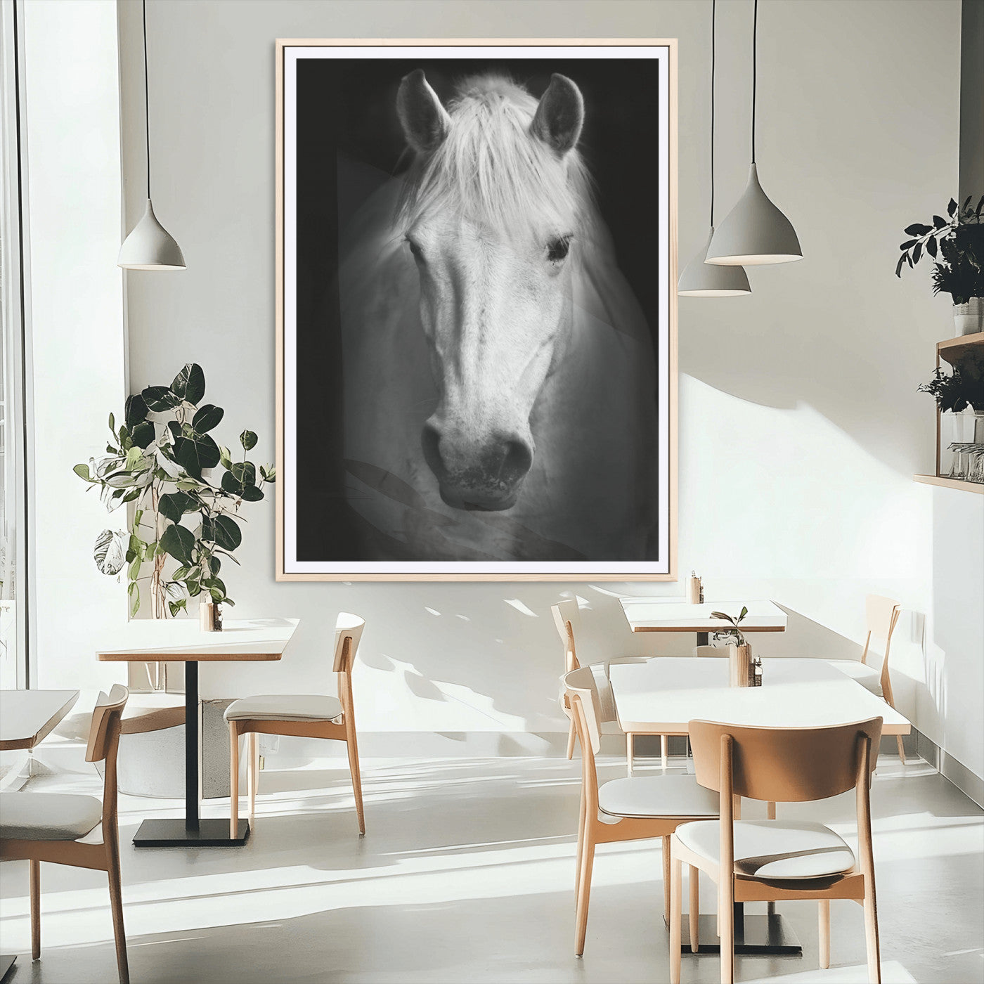 MGC-FP-24x36 - Large Wall Art White Horse Canvas Print