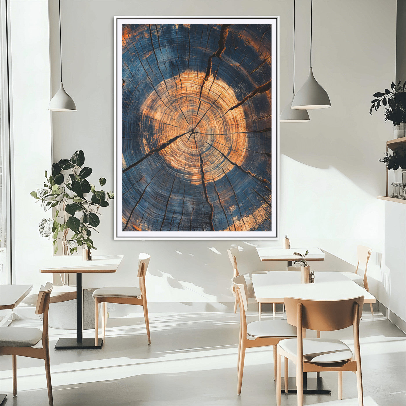 MGC-FP-24x36 - Tree Rings Wall Art Canvas Print, Framed Rustic Texture Art Picture Print, Wood Grain Perfect Rustic Industrial Decor Artwork