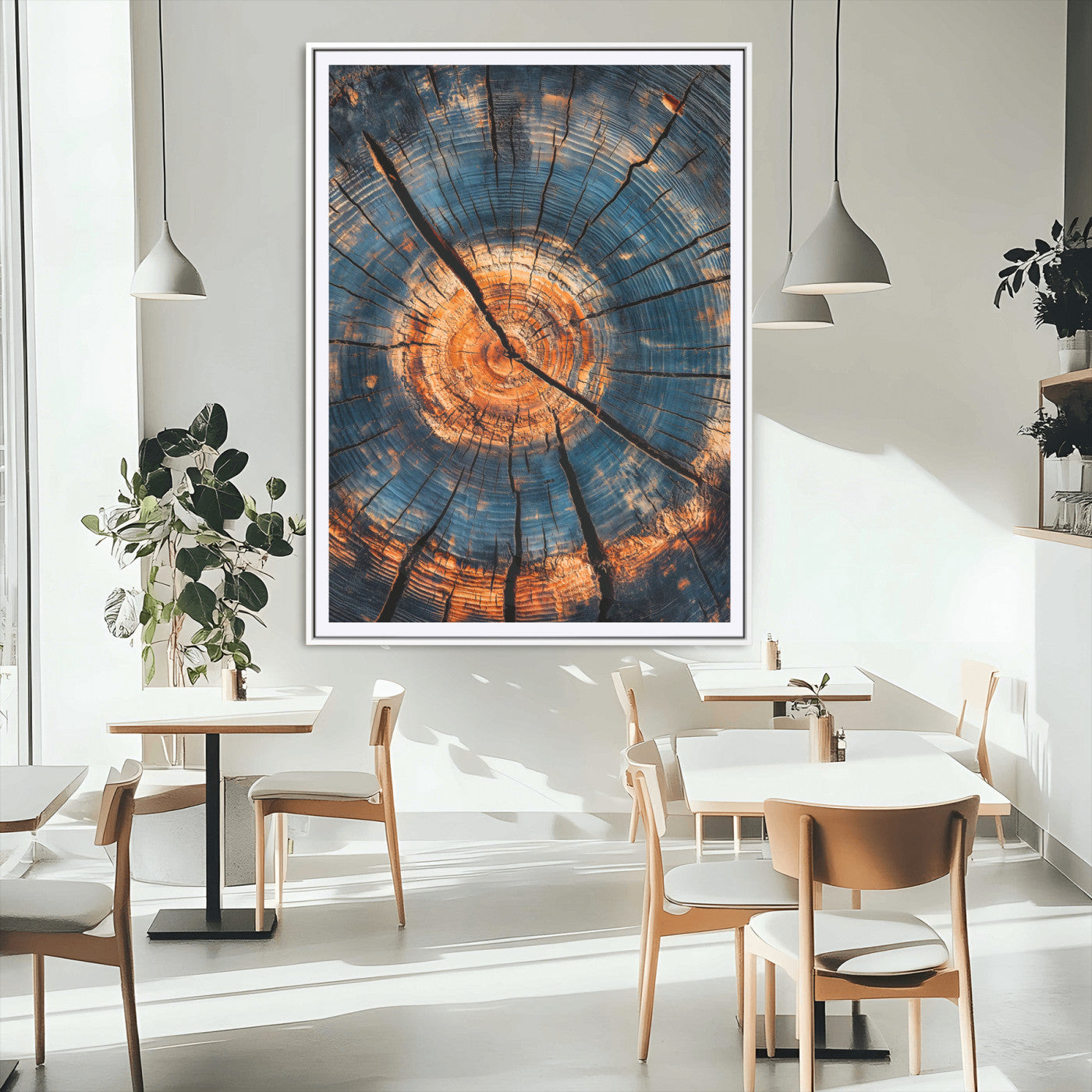 MGC-FP-24x36 - Tree Rings Wall Art Canvas Print, Framed Rustic Texture Art Picture Print, Wood Grain Perfect Rustic Industrial Decor Artwork