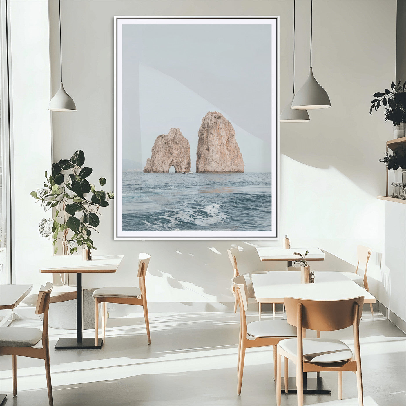 Faraglioni Capri Wall Art Canvas Print – Framed Serene Ocean