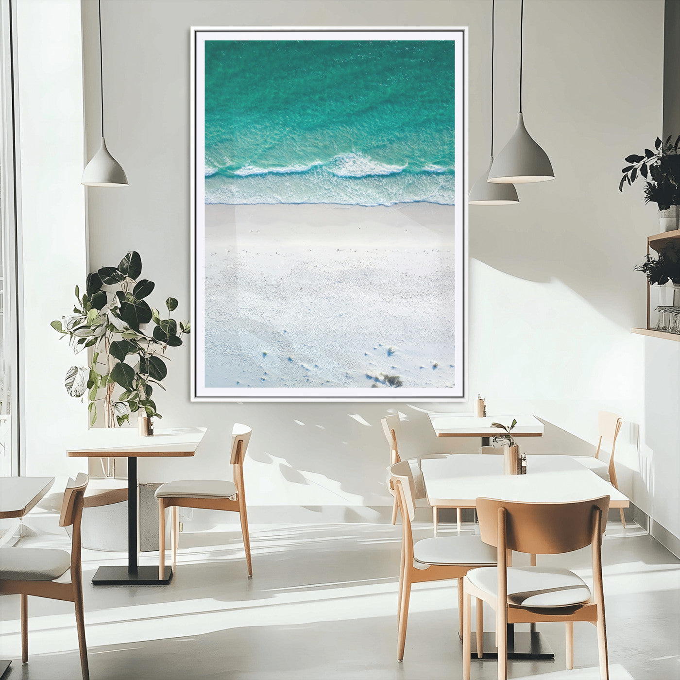 MGC-FP-24x36 - Soft Waves Wall Art Canvas Print, Framed Seaside Escape Art Picture Print, Minimalist Beach Aesthetic Perfect Coastal Minimalist Decor Artwork