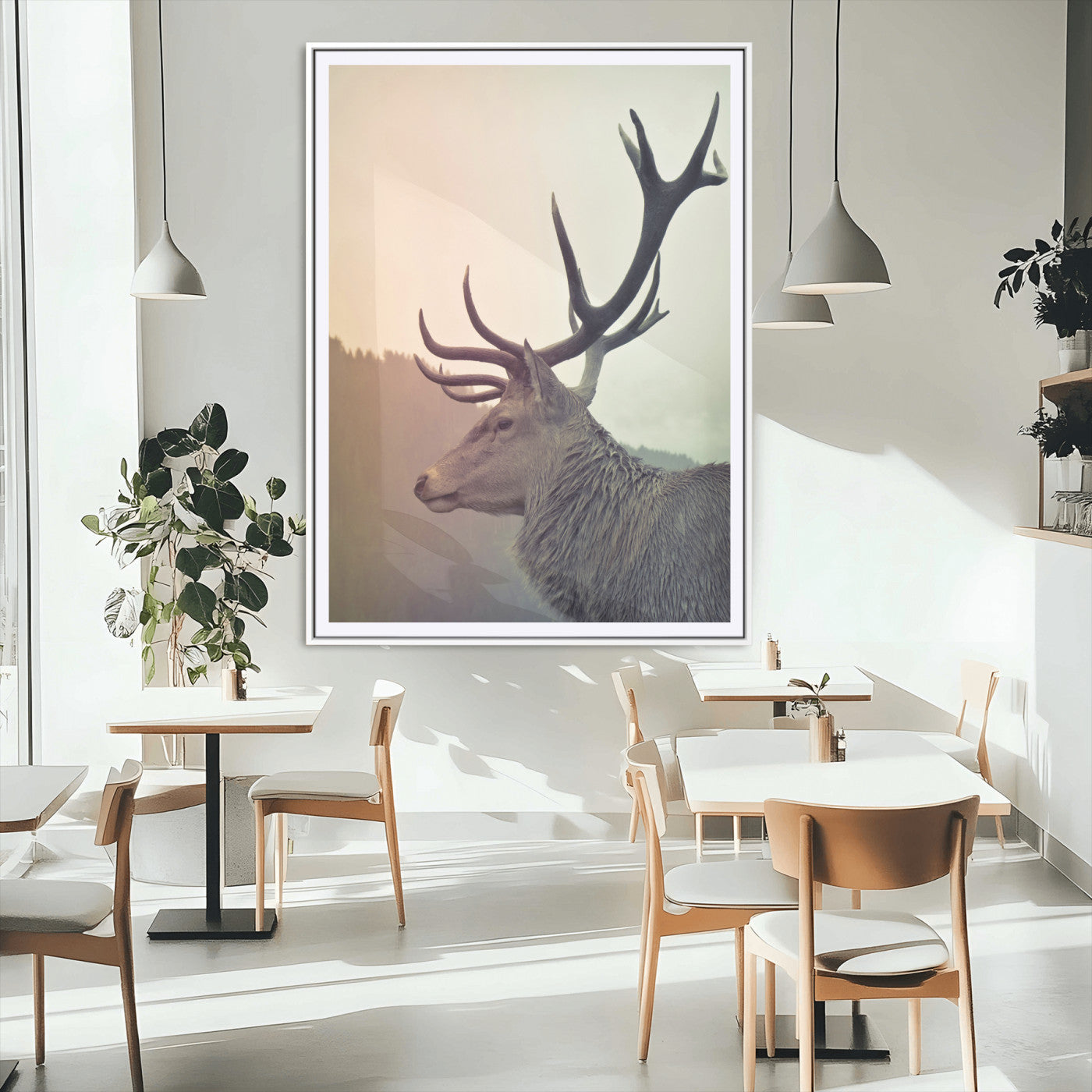 MGC-FP-24x36 - Deer Canvas Print Wall Art Canvas Print, Framed Woodland Animal Decor Art Picture Print, Rustic Lodge Wall Art Perfect Rustic Lodge Decor Artwork