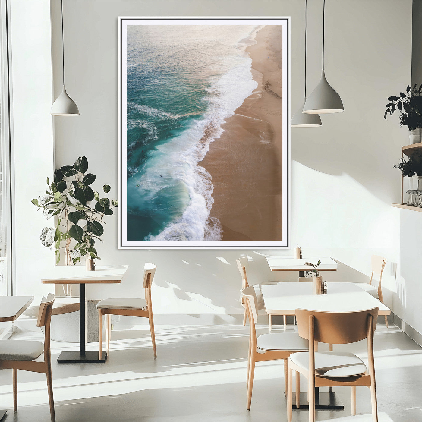 MGC-FP-24x36 - Serene Ocean Waves Beach Wall Art – Coastal Nature Canvas Print, Wrapped Canvas for Relaxing Decor in Living Room, Bedroom, Office