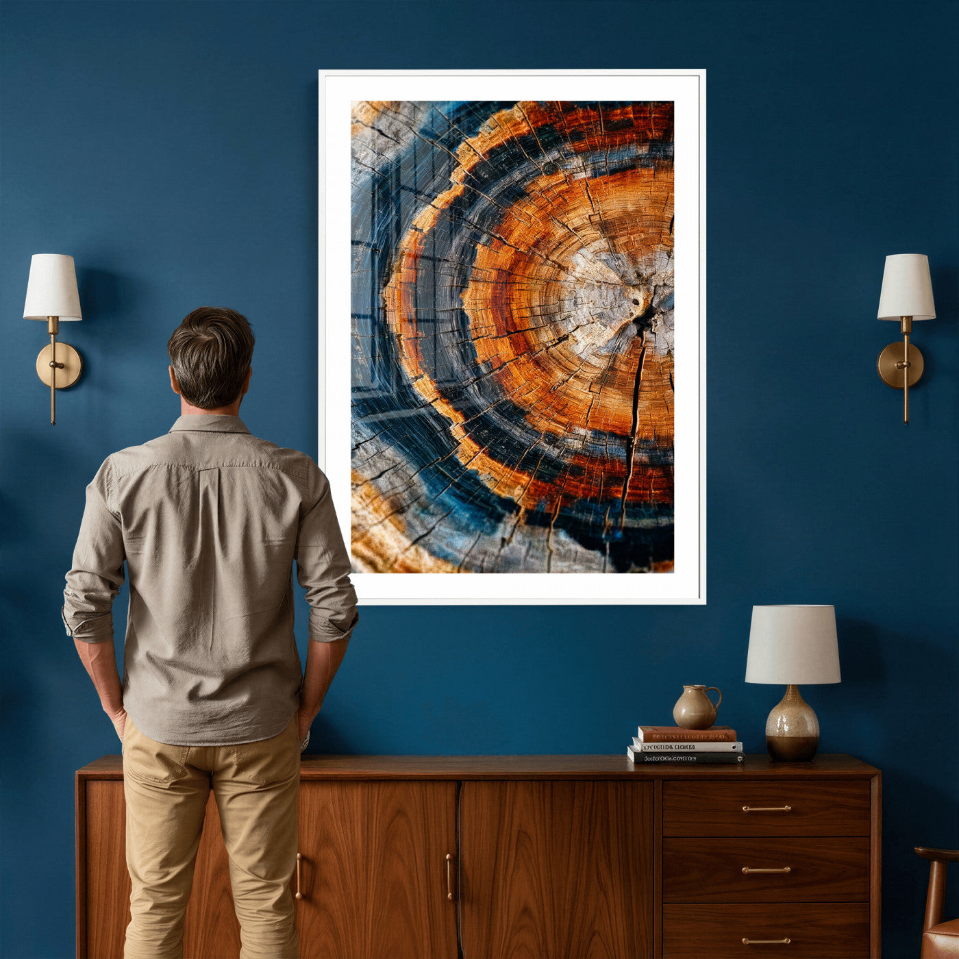 92693966C-MGV-CV-24X36 - Abstract Wood Grain Canvas Print, Tree Ring Pattern Wall Art, Framed Canvas Ready to Hang