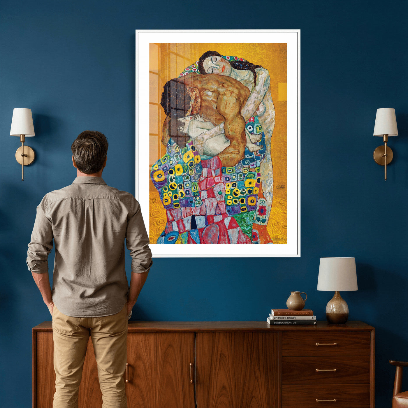 44640476-MGV-CV-24X36 - The Bride Wall Art Canvas Print – Gustav Klimt Inspired Romantic Embrace Painting