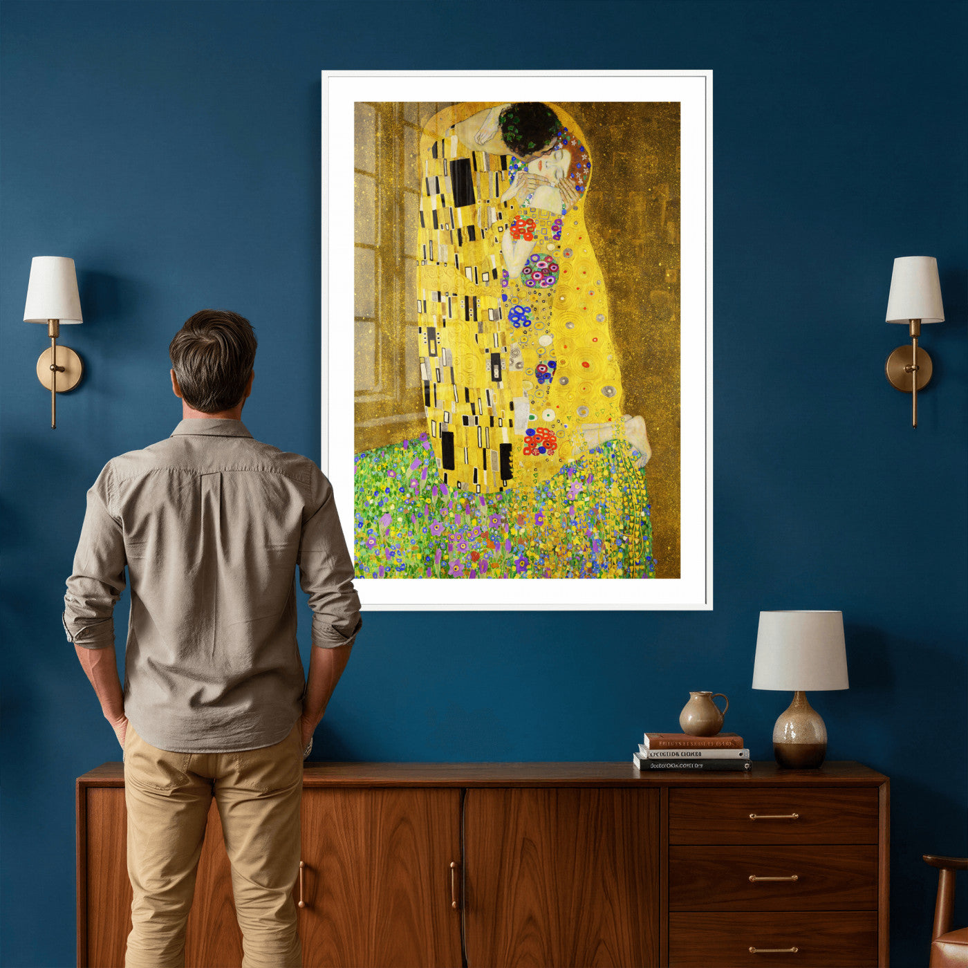 77323081-MGV-CV-24X36 - The Kiss Wall Art Canvas Print – Gustav Klimt Inspired Gold Art Nouveau Painting