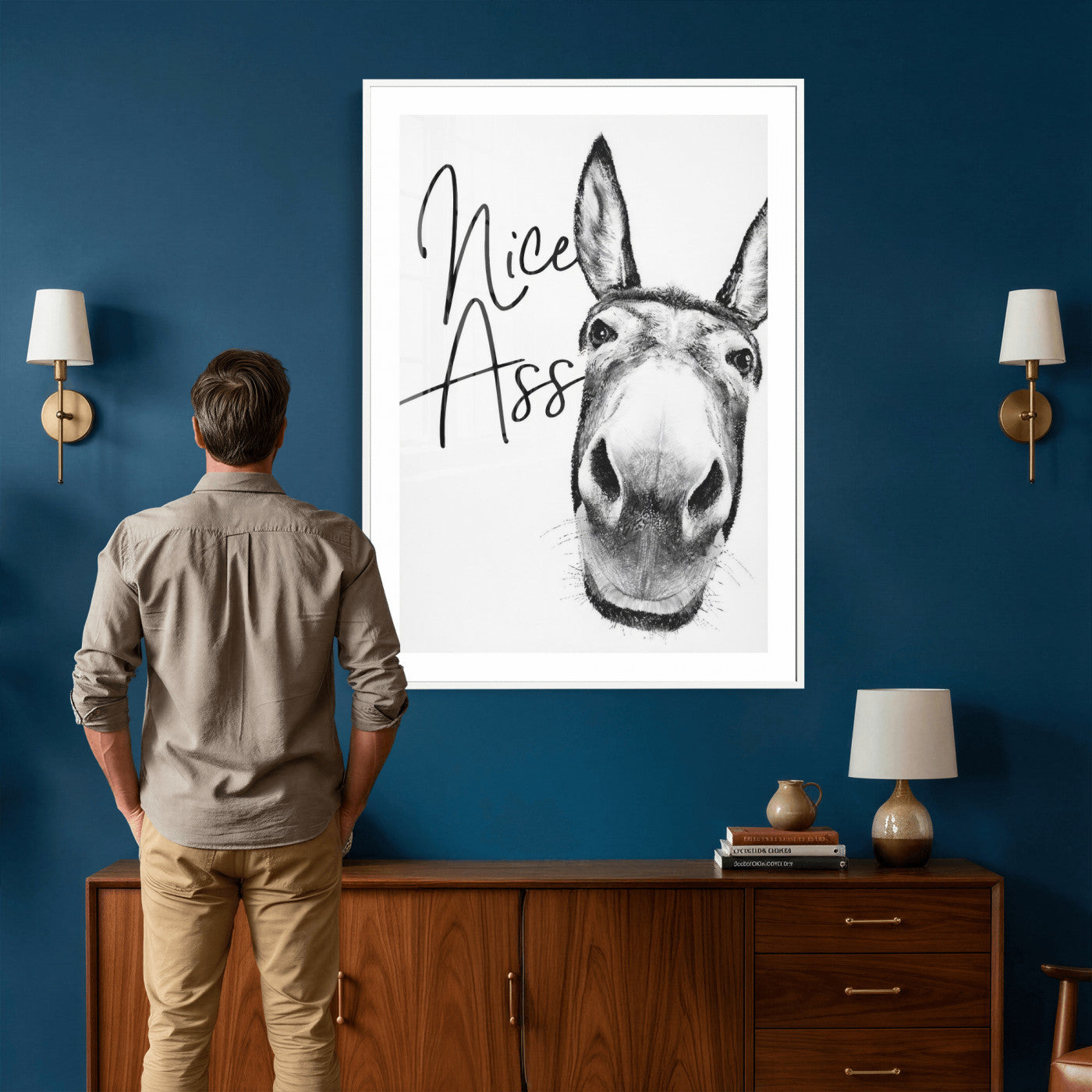 56057354-MGV-CV-24X36 - Nice Ass Funny Canvas Wall Art for Bathroom Wall Decor Cute Danke Humor Decor, Quirky Farmhouse Bathroom Art, Cow Lover Gift