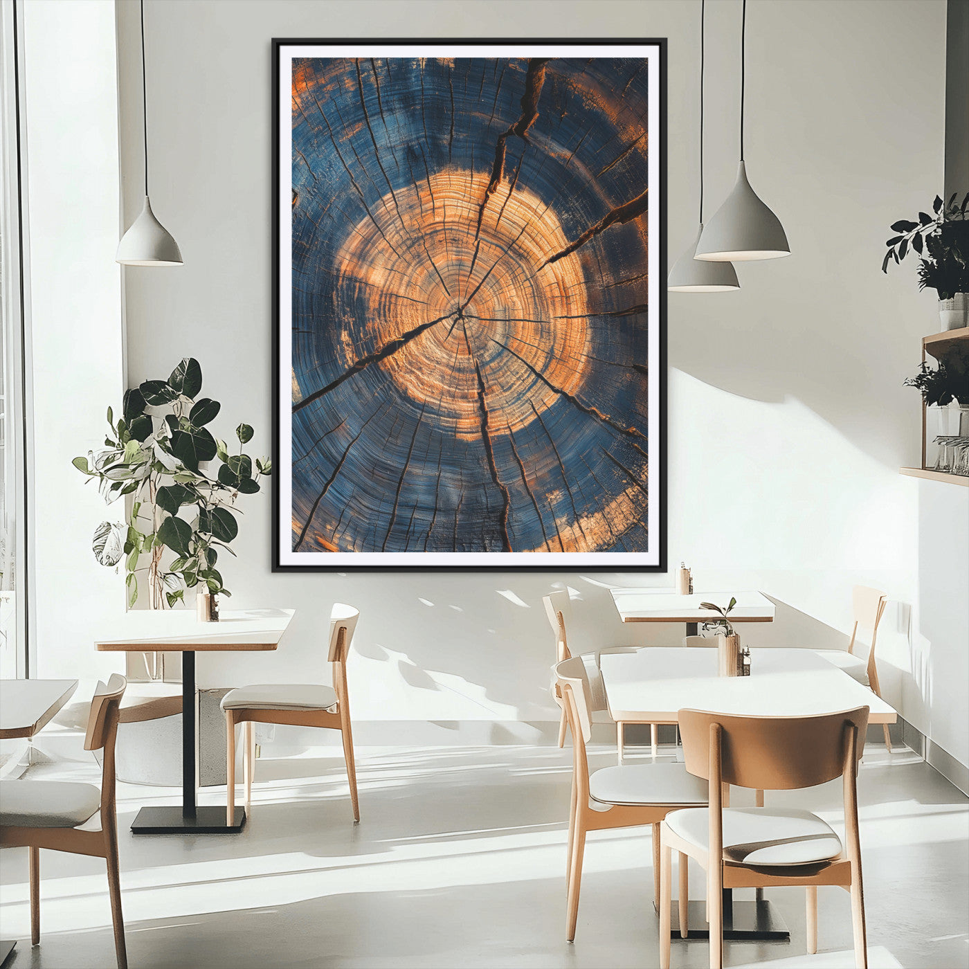 MGC-FP-24x36 - Tree Rings Wall Art Canvas Print, Framed Rustic Texture Art Picture Print, Wood Grain Perfect Rustic Industrial Decor Artwork