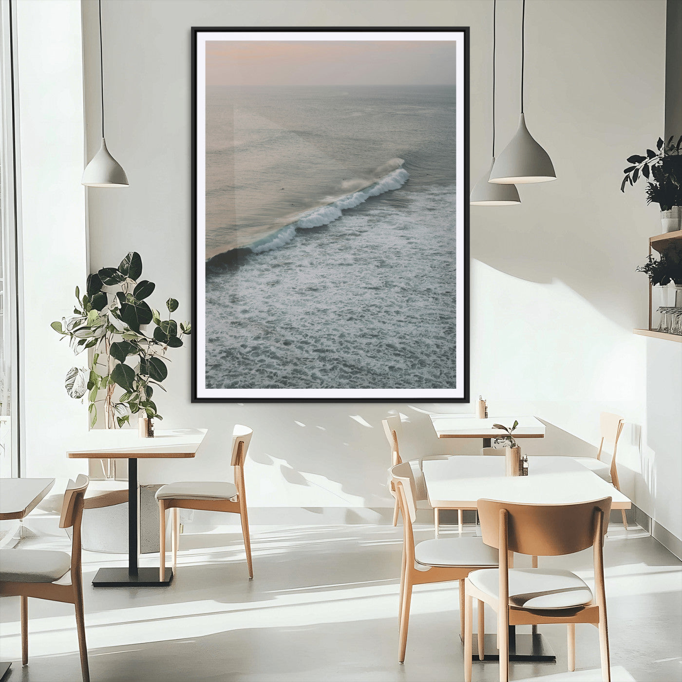 MGC-FP-24x36 - Ocean Waves Wall Art Canvas Print, Framed Coastal Serenity Art Picture Print, Relaxing Ocean Perfect Modern Coastal Decor Artwork