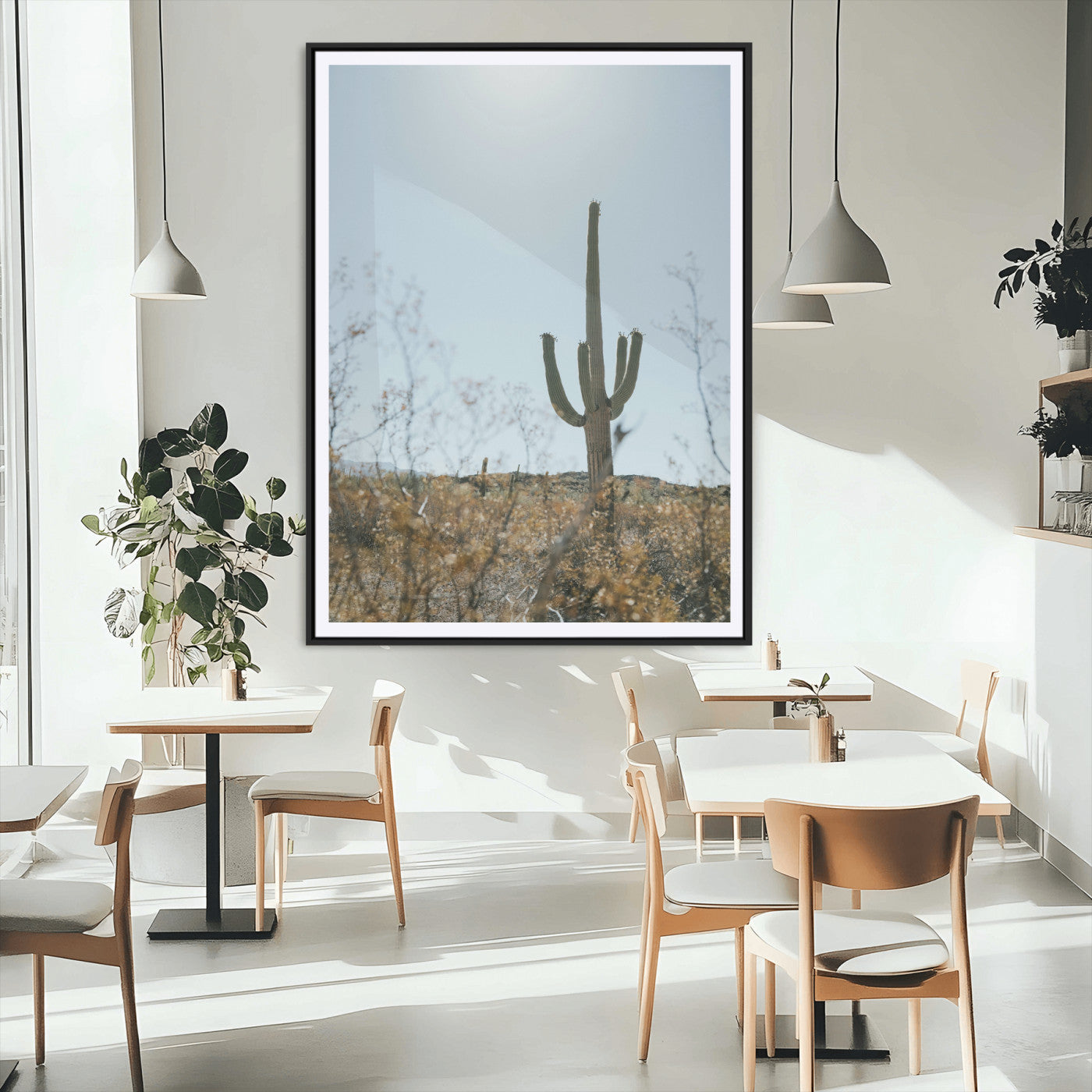 MGC-FP-24x36 - Saguaro Cactus Wall Art Canvas Print, Framed Desert Landscape Art Picture Print, Southwestern Aesthetic Perfect Southwestern Boho Decor Artwork