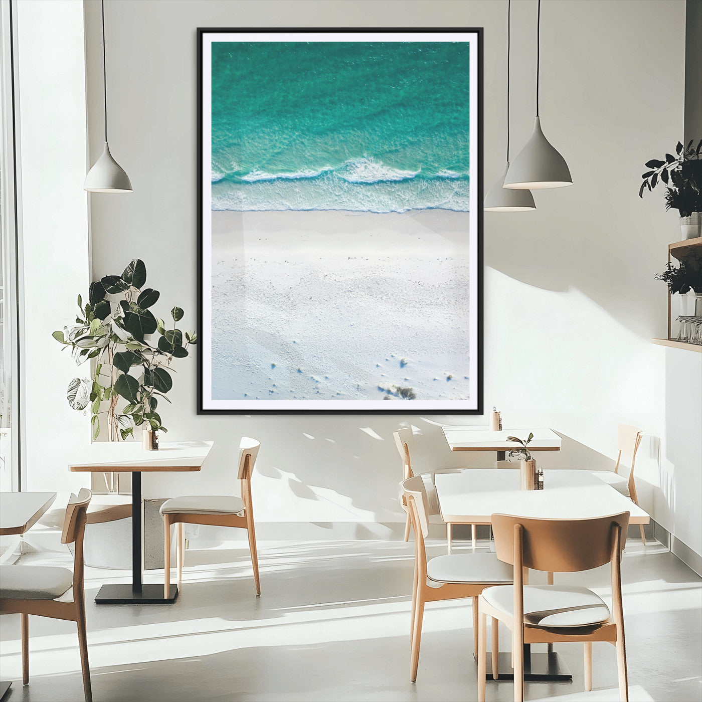 MGC-FP-24x36 - Soft Waves Wall Art Canvas Print, Framed Seaside Escape Art Picture Print, Minimalist Beach Aesthetic Perfect Coastal Minimalist Decor Artwork
