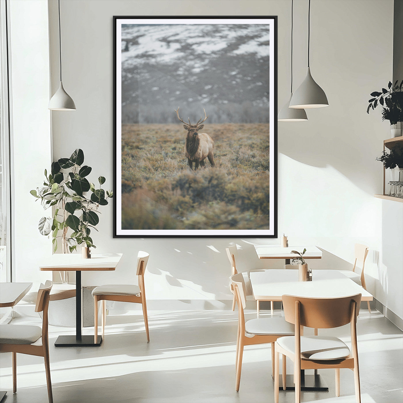 MGC-FP-24x36 - Wild Elk Wall Art Canvas Print, Framed Mountain Wilderness Art Picture Print, Majestic Animal Perfect Rustic Lodge Decor Artwork