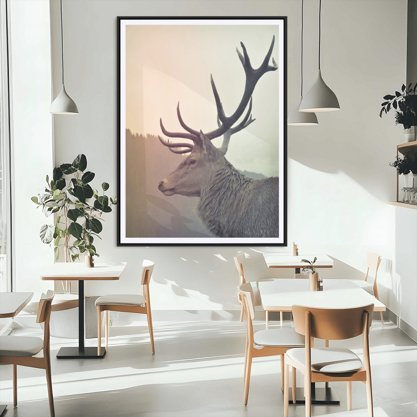 MGC-FP-24x36 - Deer Canvas Print Wall Art Canvas Print, Framed Woodland Animal Decor Art Picture Print, Rustic Lodge Wall Art Perfect Rustic Lodge Decor Artwork