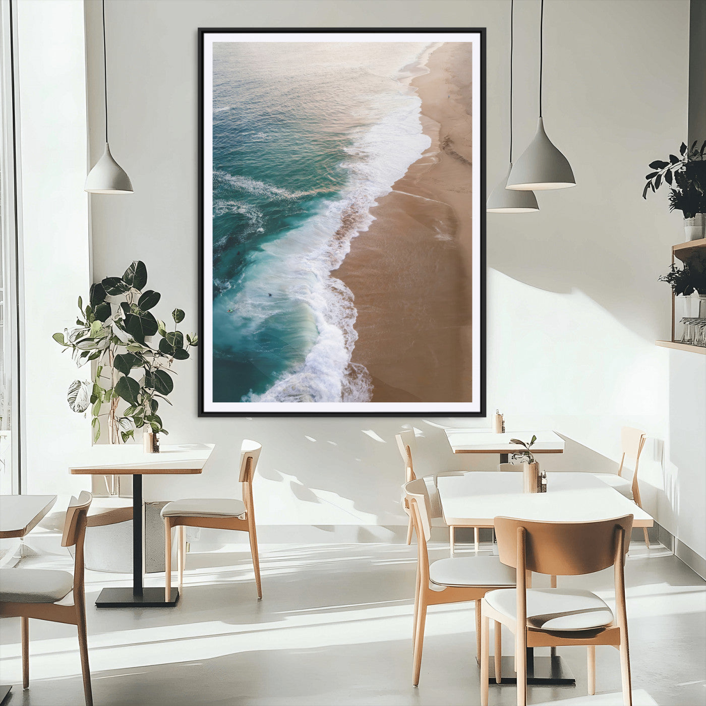 MGC-FP-24x36 - Serene Ocean Waves Beach Wall Art – Coastal Nature Canvas Print, Wrapped Canvas for Relaxing Decor in Living Room, Bedroom, Office