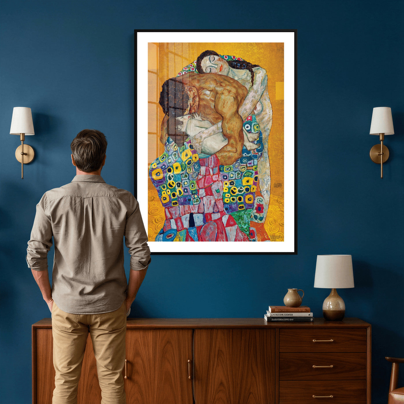 44640476-MGV-CV-24X36 - The Bride Wall Art Canvas Print – Gustav Klimt Inspired Romantic Embrace Painting