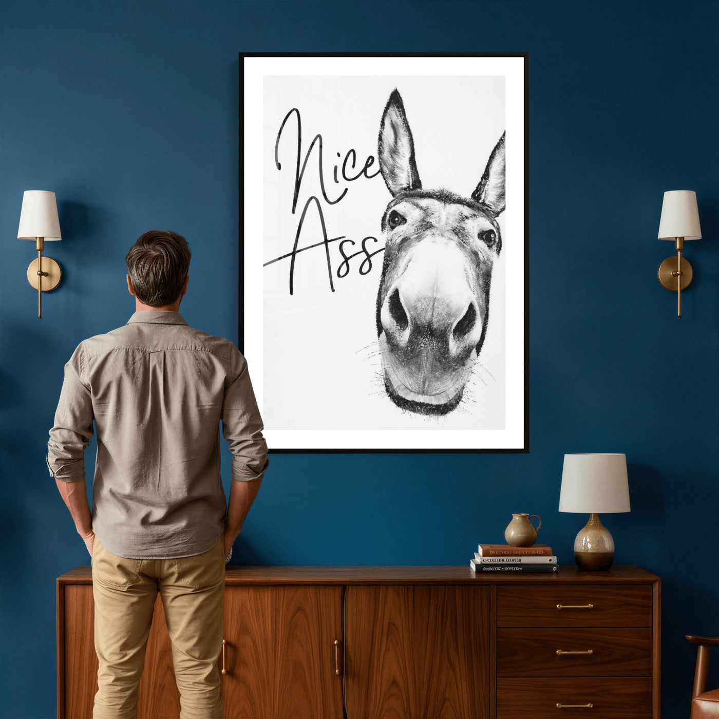 56057354-MGV-CV-24X36 - Nice Ass Funny Canvas Wall Art for Bathroom Wall Decor Cute Danke Humor Decor, Quirky Farmhouse Bathroom Art, Cow Lover Gift