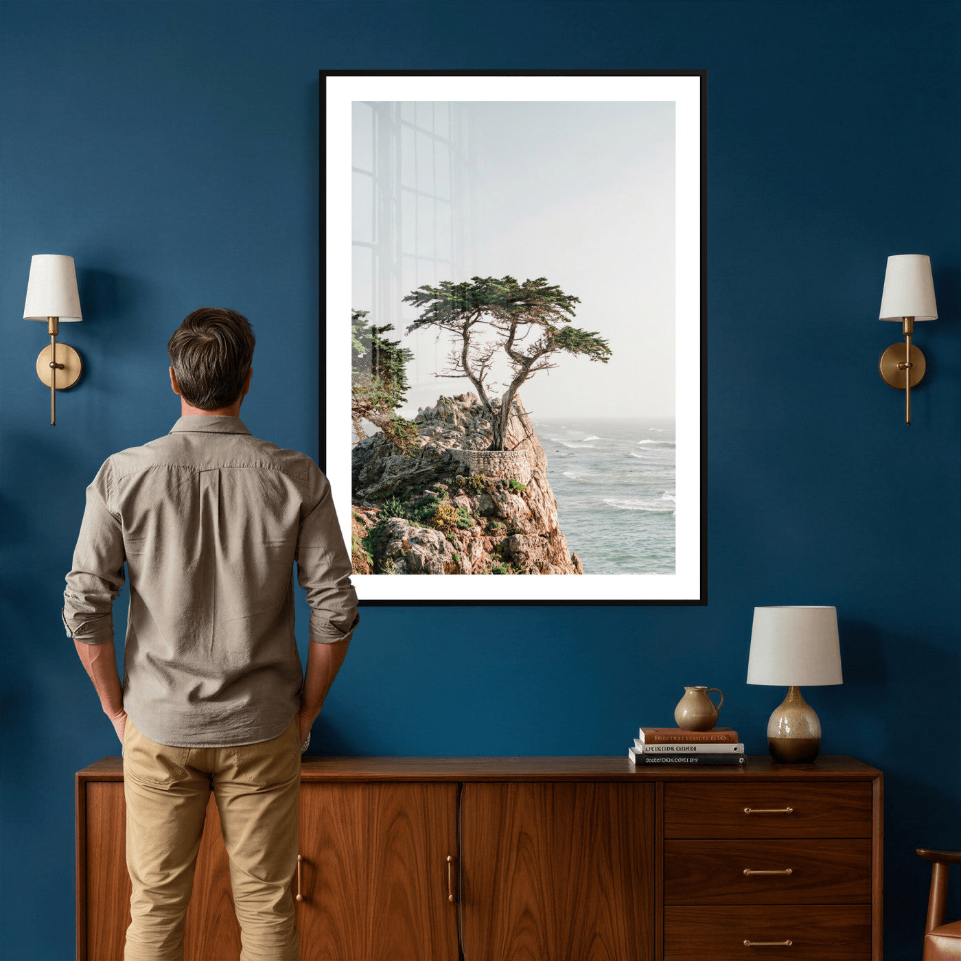 68839391-MGV-CV-24X36 - Lone Cypress Canvas Wall Art, Pebble Beach California Photography Print, Coastal Tree Ocean Decor, Monterey Nature Art, Minimalist Wall Art