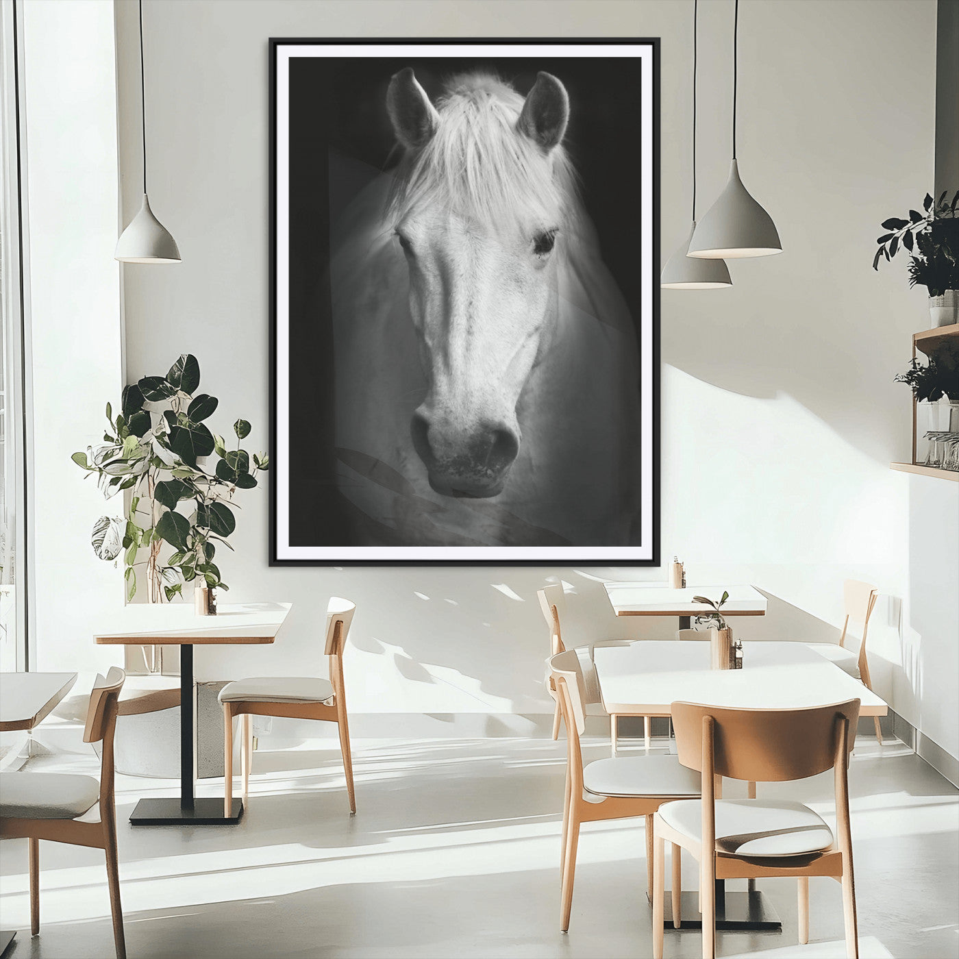 MGC-FP-24x36 - Large Wall Art White Horse Canvas Print
