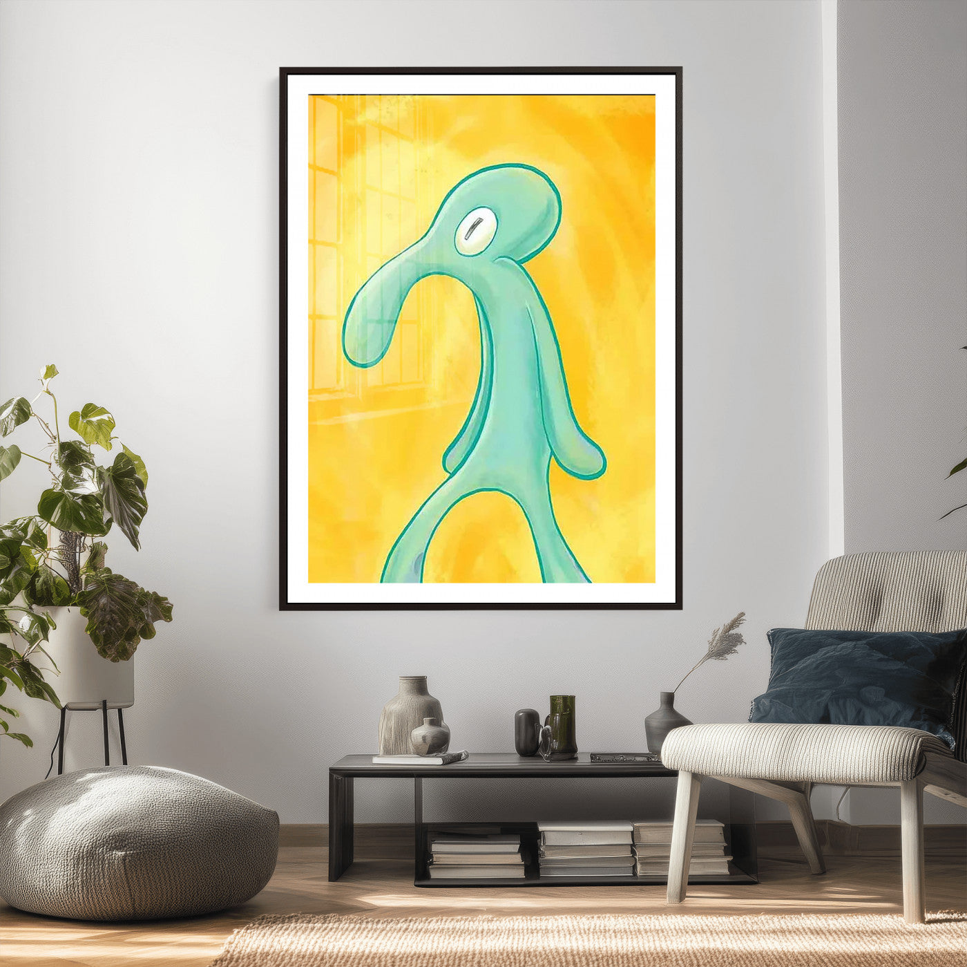 16453603-MGV-CV-24X36 - Squidward Tentacles Wall Art Canvas Print – Bold and Brash Style Artwork Print for Living Room, Office, and Creative Decor