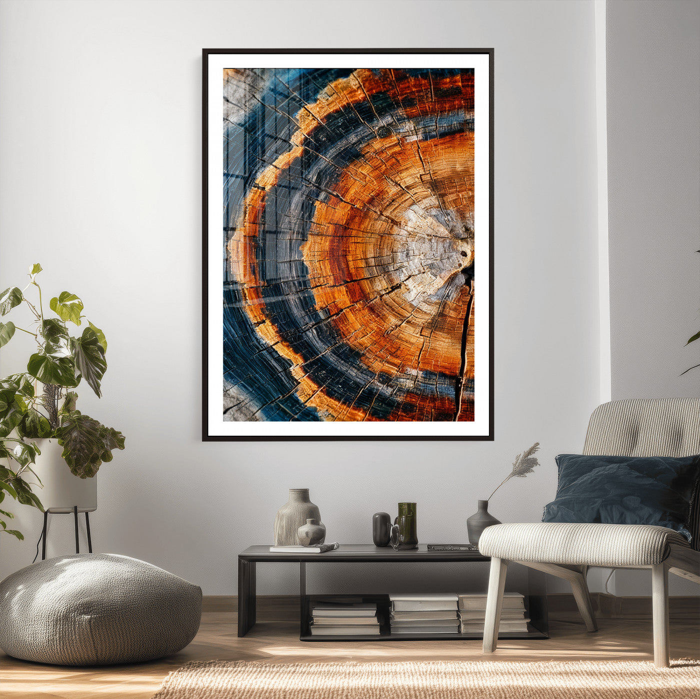 92693966C-MGV-CV-24X36 - Abstract Wood Grain Canvas Print, Tree Ring Pattern Wall Art, Framed Canvas Ready to Hang