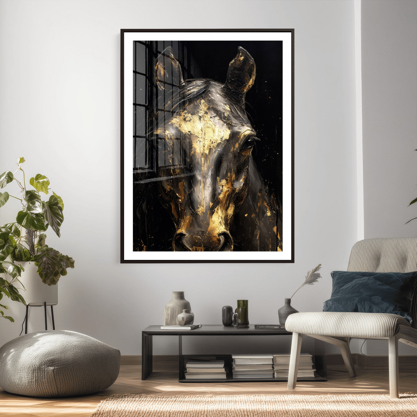 84049438-MGV-CV-24X36 - Abstract Horse Wall Art Canvas Print – Painting Style Western Equine Artwork Print for Living Room, Ranch, and Office Decor