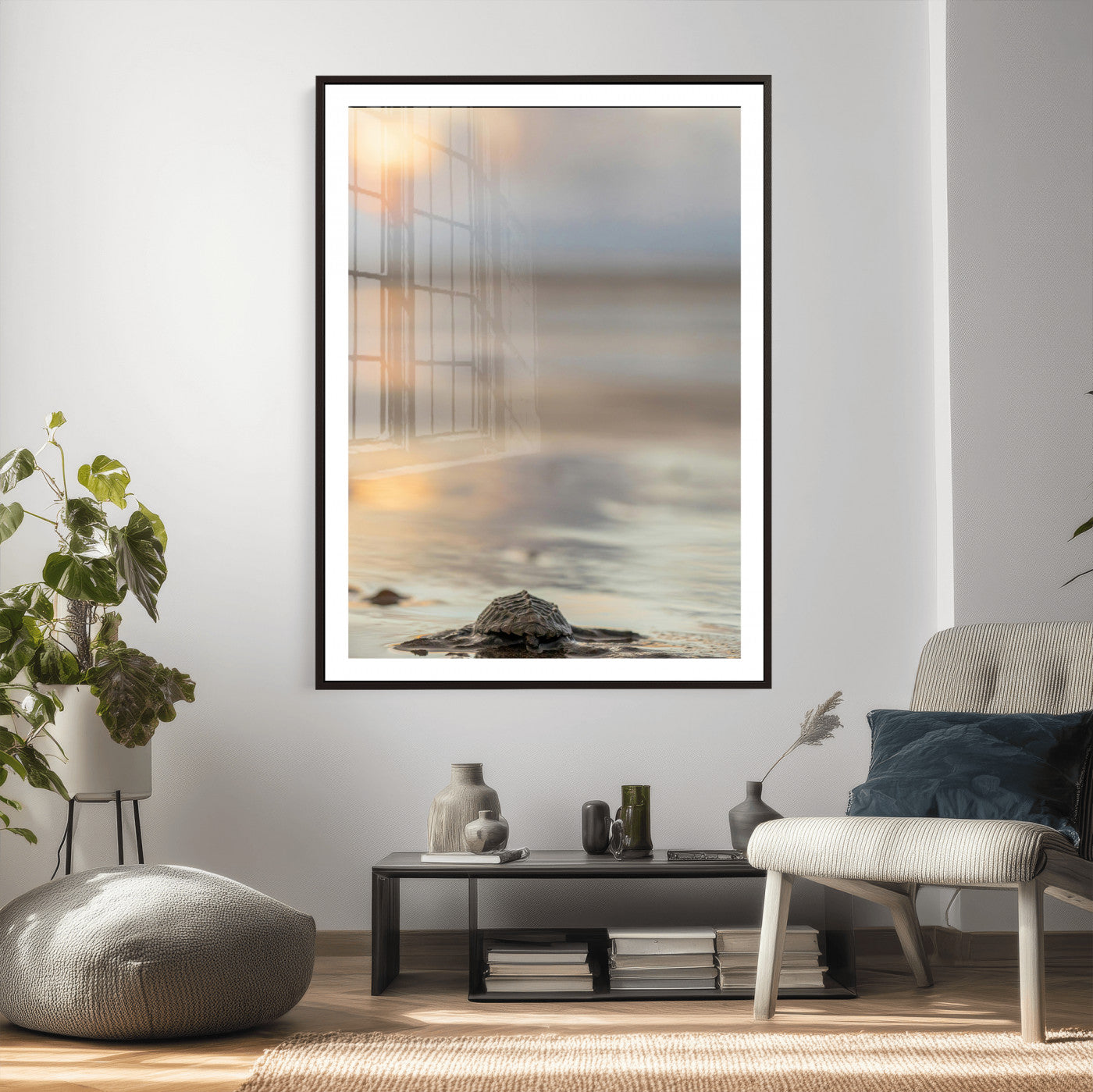 88625581-MGV-CV-24X36 - Sea Turtle Hatchling Wall Art Canvas Print – Soft Coastal Wildlife Photography Artwork Print for Living Room, Bedroom, and Beach House Decor