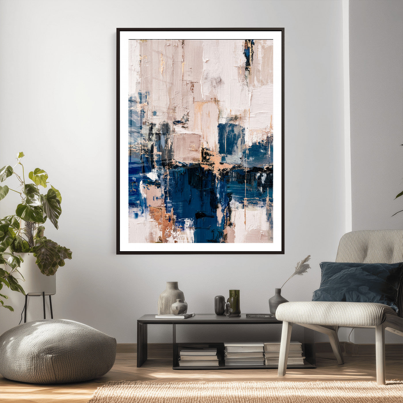 33344787-MGV-CV-24X36 - Abstract Navy Blue Wall Art Canvas Print