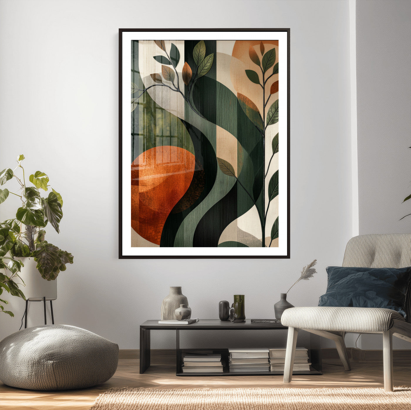 82797335-MGV-CV-24X36 - Abstract Green Flowers Wall Art Canvas Print