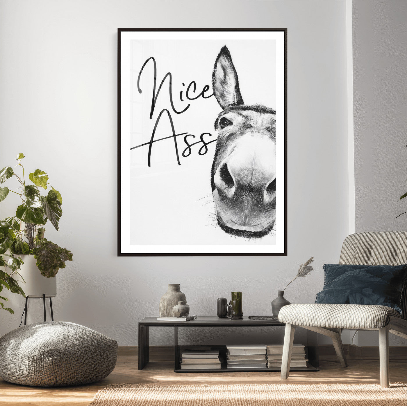 56057354-MGV-CV-24X36 - Nice Ass Funny Canvas Wall Art for Bathroom Wall Decor Cute Danke Humor Decor, Quirky Farmhouse Bathroom Art, Cow Lover Gift