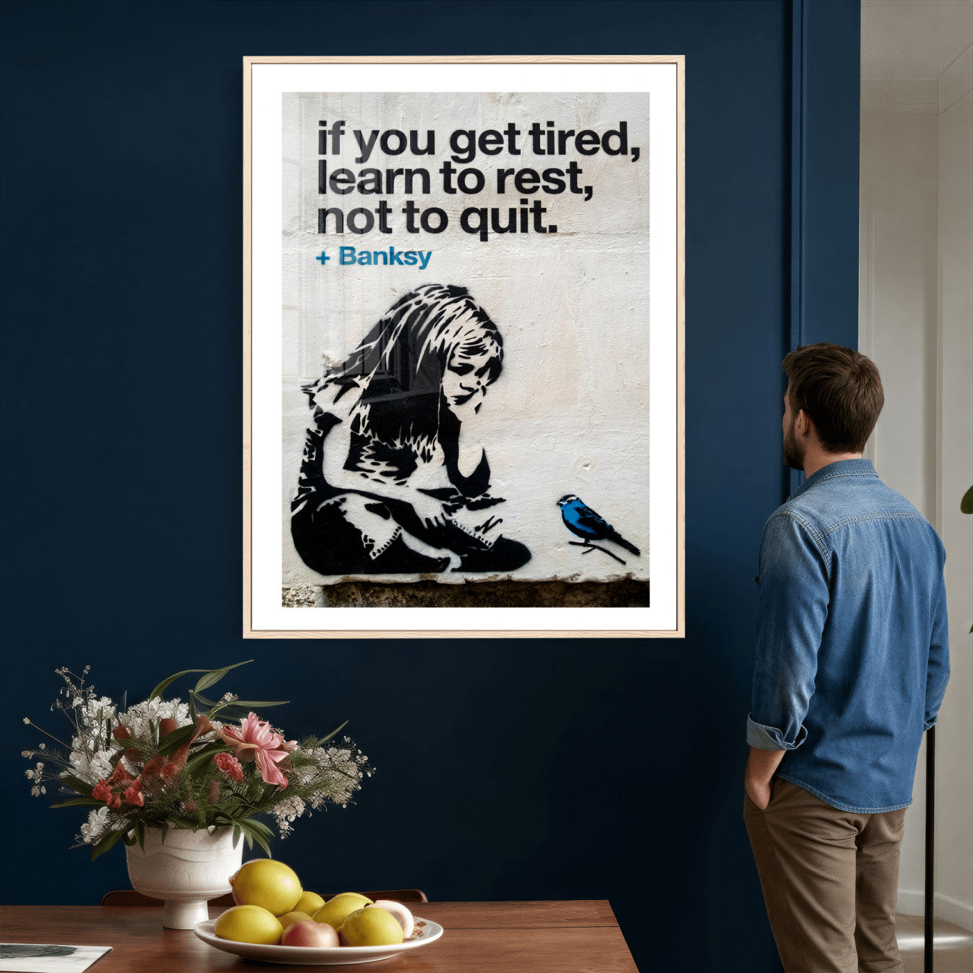 4812625445543-MGV-CV-24X36 - Banksy Girl and Blue Bird Canvas Art Print:  Banksy if you get tired Canvas Print or Poster