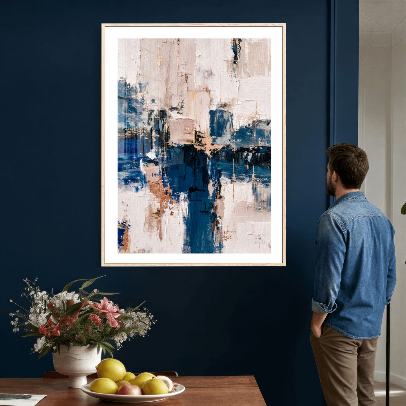 33344787-MGV-CV-24X36 - Abstract Navy Blue Wall Art Canvas Print