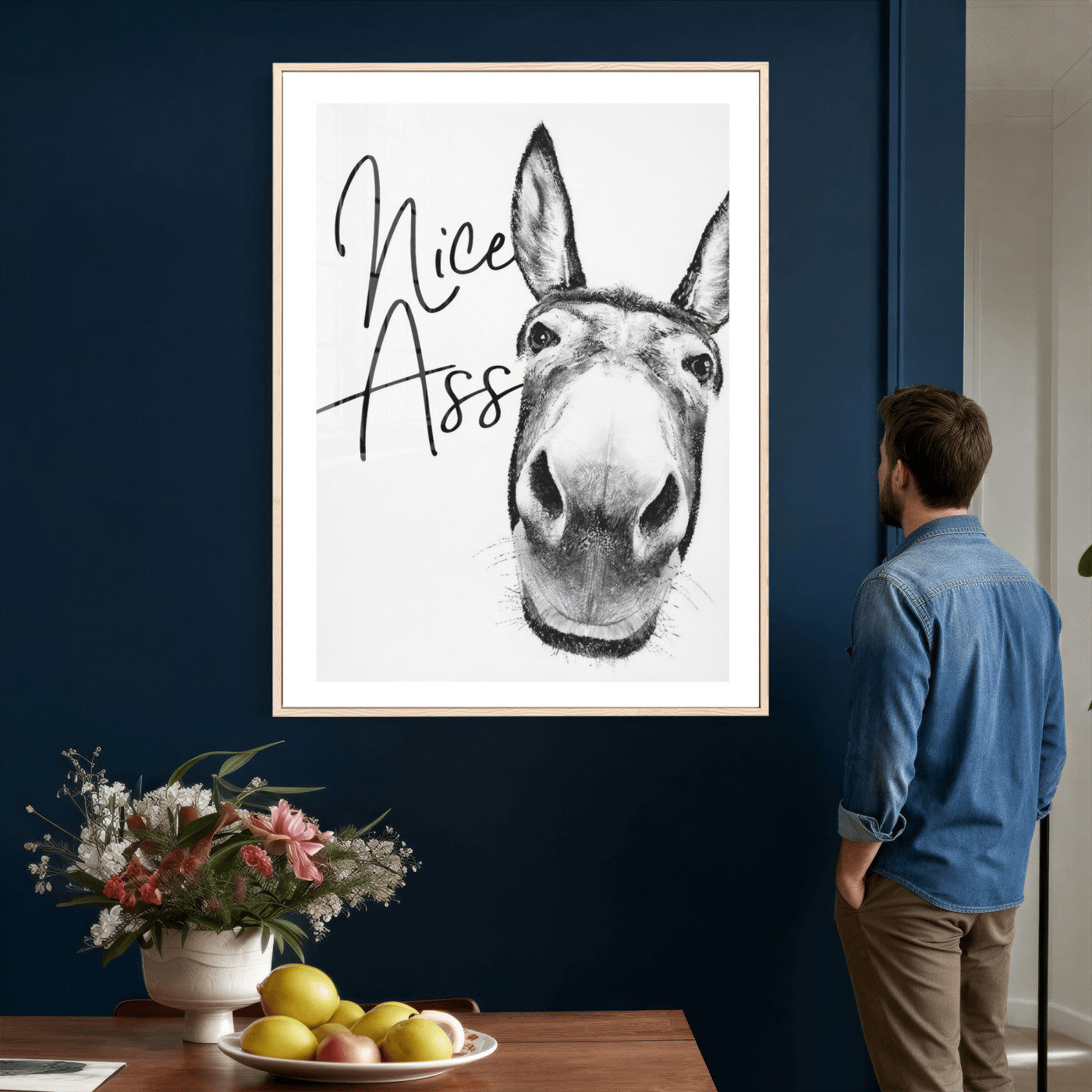 56057354-MGV-CV-24X36 - Nice Ass Funny Canvas Wall Art for Bathroom Wall Decor Cute Danke Humor Decor, Quirky Farmhouse Bathroom Art, Cow Lover Gift