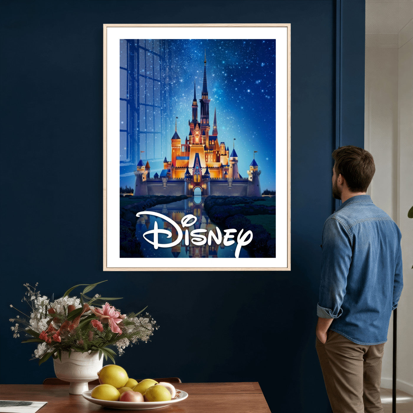 79435DS-MGV-CV-24X36 - Disney Castle Wall Art – Framed Magic Kingdom Canvas Artwork, Fairytale Design, Kids Room Fantasy Decor for Home, Office