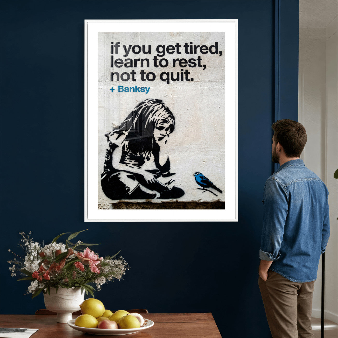 4812625445543-MGV-CV-24X36 - Banksy Girl and Blue Bird Canvas Art Print:  Banksy if you get tired Canvas Print or Poster