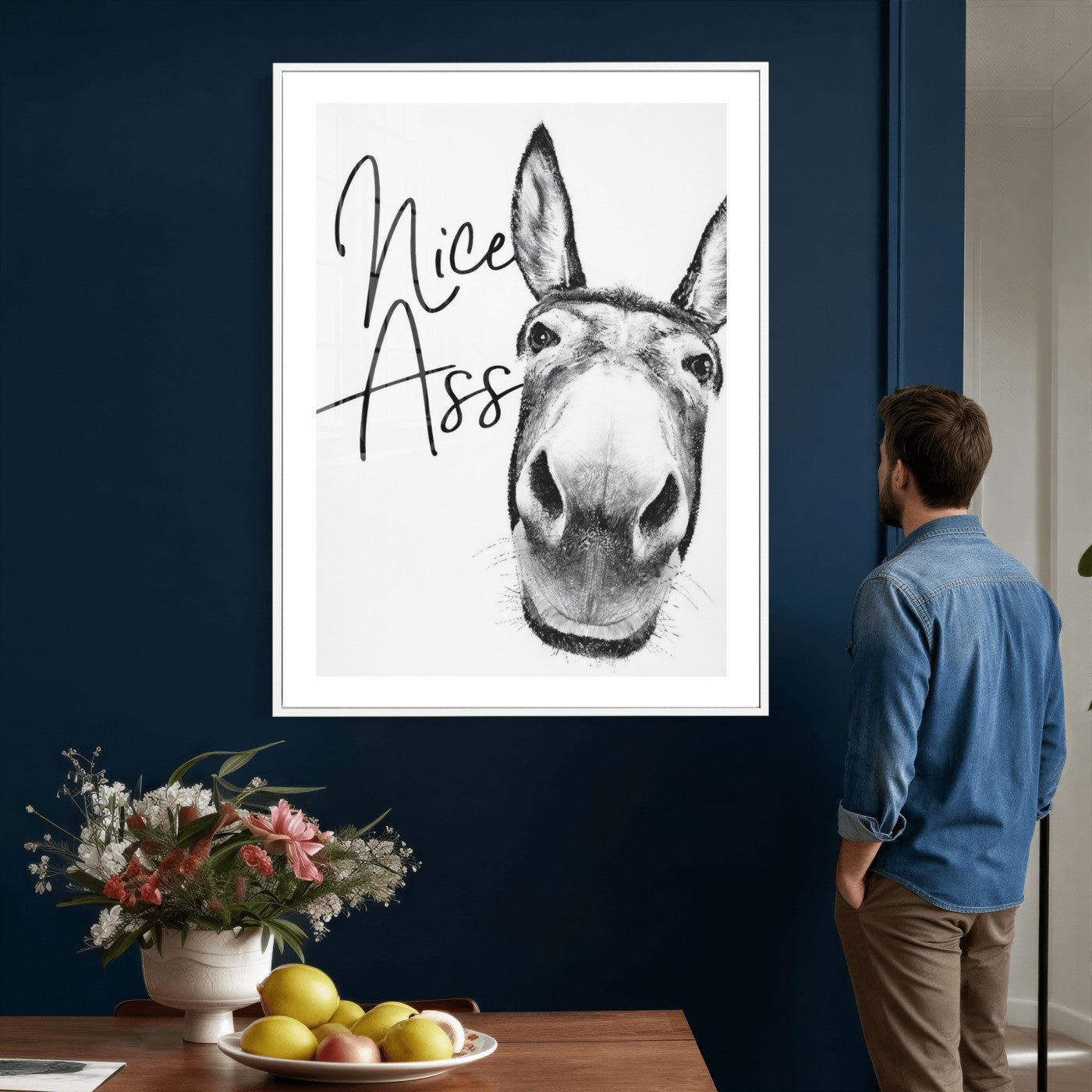 56057354-MGV-CV-24X36 - Nice Ass Funny Canvas Wall Art for Bathroom Wall Decor Cute Danke Humor Decor, Quirky Farmhouse Bathroom Art, Cow Lover Gift