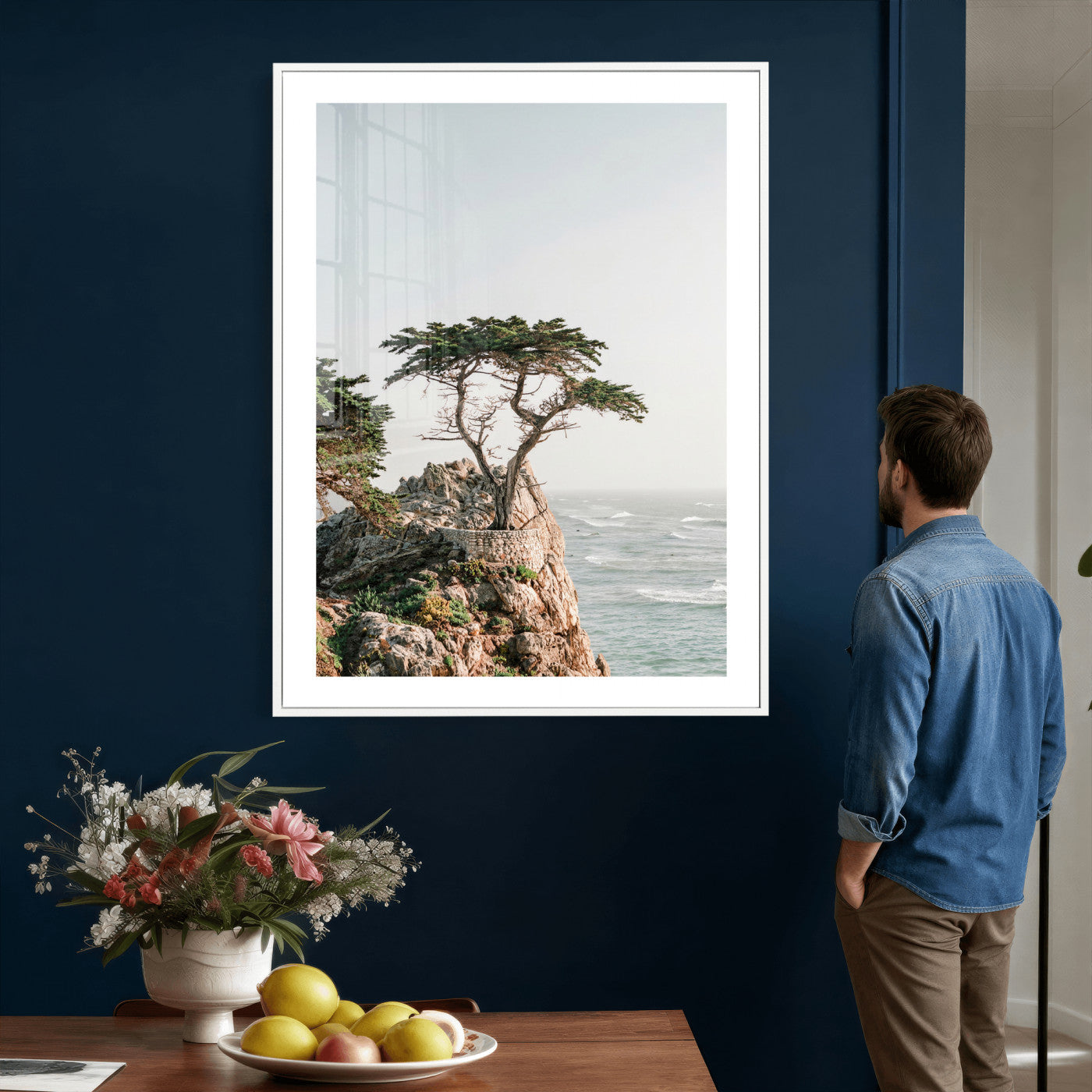 68839391-MGV-CV-24X36 - Lone Cypress Canvas Wall Art, Pebble Beach California Photography Print, Coastal Tree Ocean Decor, Monterey Nature Art, Minimalist Wall Art