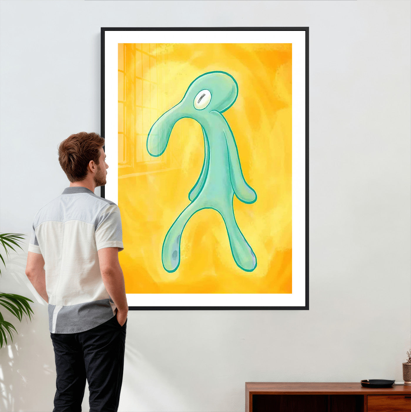 16453603-MGV-CV-24X36 - Squidward Tentacles Wall Art Canvas Print – Bold and Brash Style Artwork Print for Living Room, Office, and Creative Decor