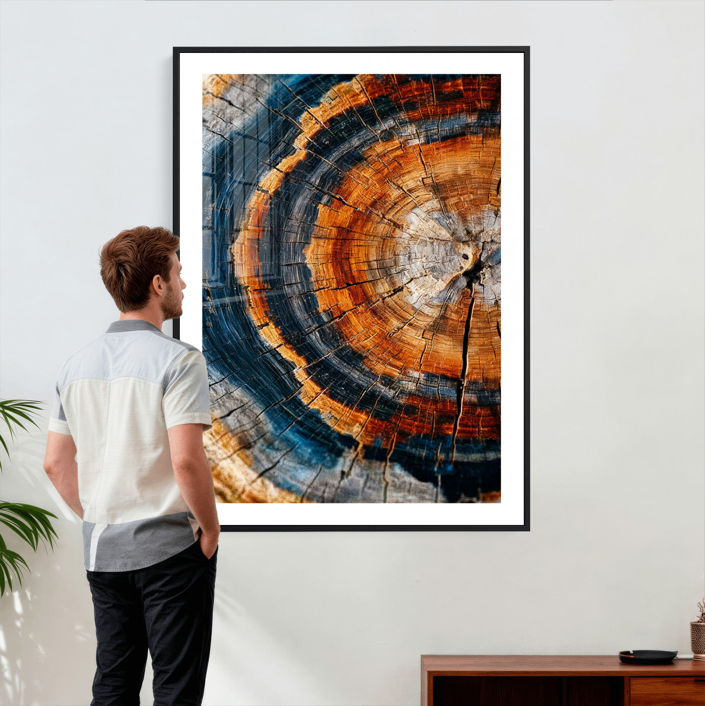 92693966C-MGV-CV-24X36 - Abstract Wood Grain Canvas Print, Tree Ring Pattern Wall Art, Framed Canvas Ready to Hang