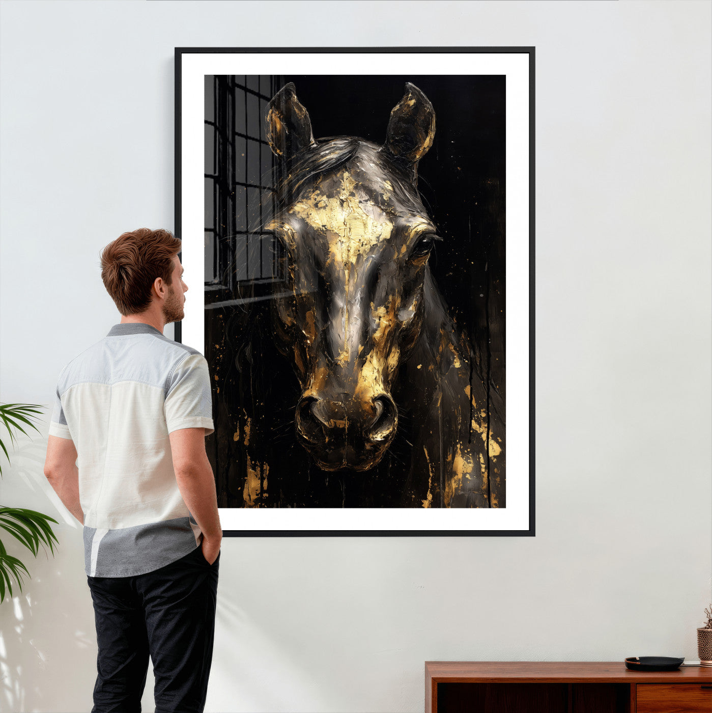 84049438-MGV-CV-24X36 - Abstract Horse Wall Art Canvas Print – Painting Style Western Equine Artwork Print for Living Room, Ranch, and Office Decor